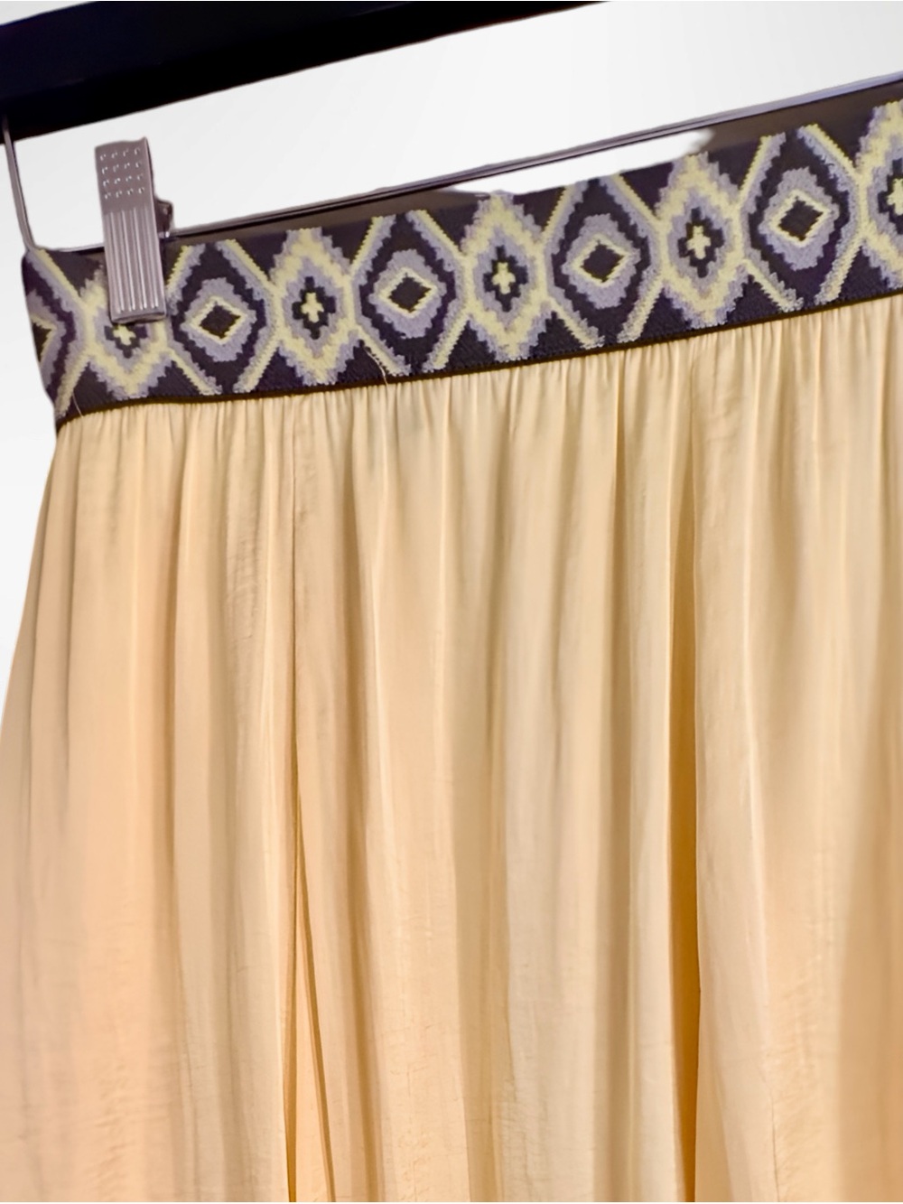 Valerie Stevens Boho Printed Elastic Waist Silk Blend Maxi Skirt Yellow XL - Picture 3 of 16